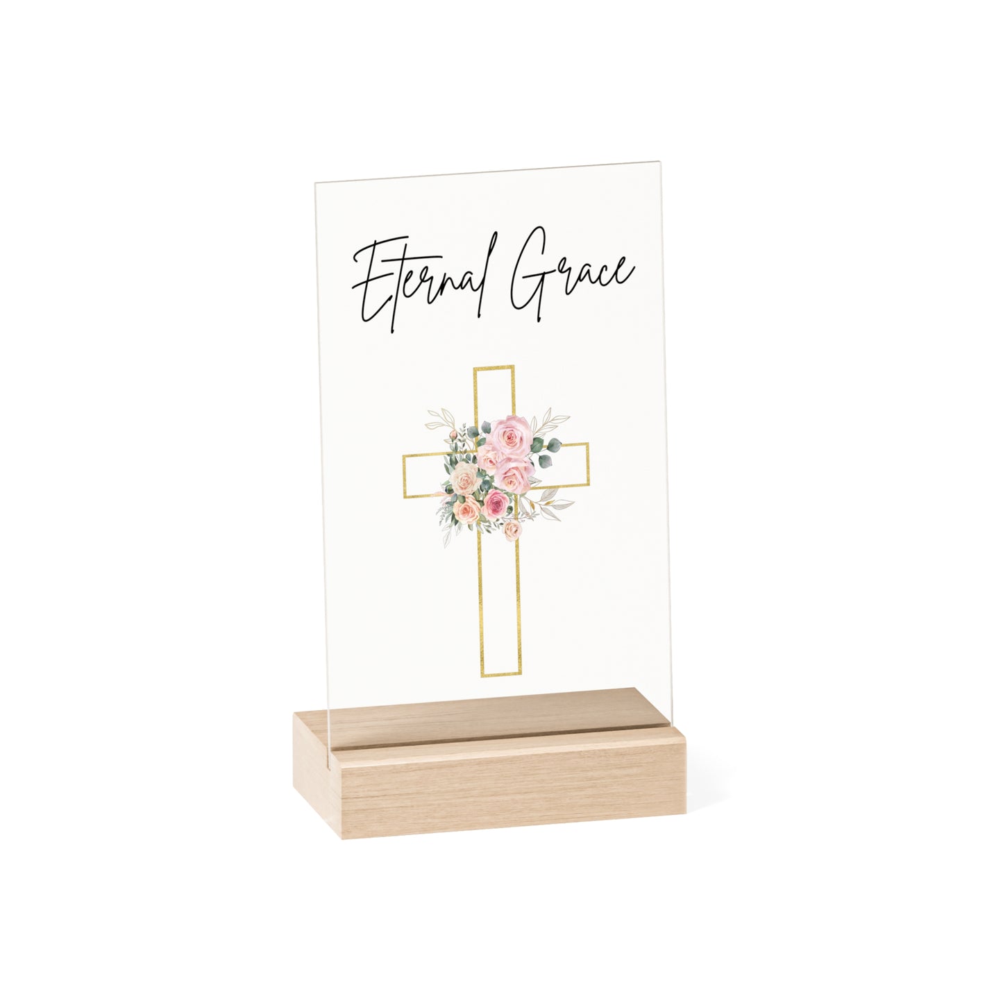 Acrylic Sign with Wooden Stand